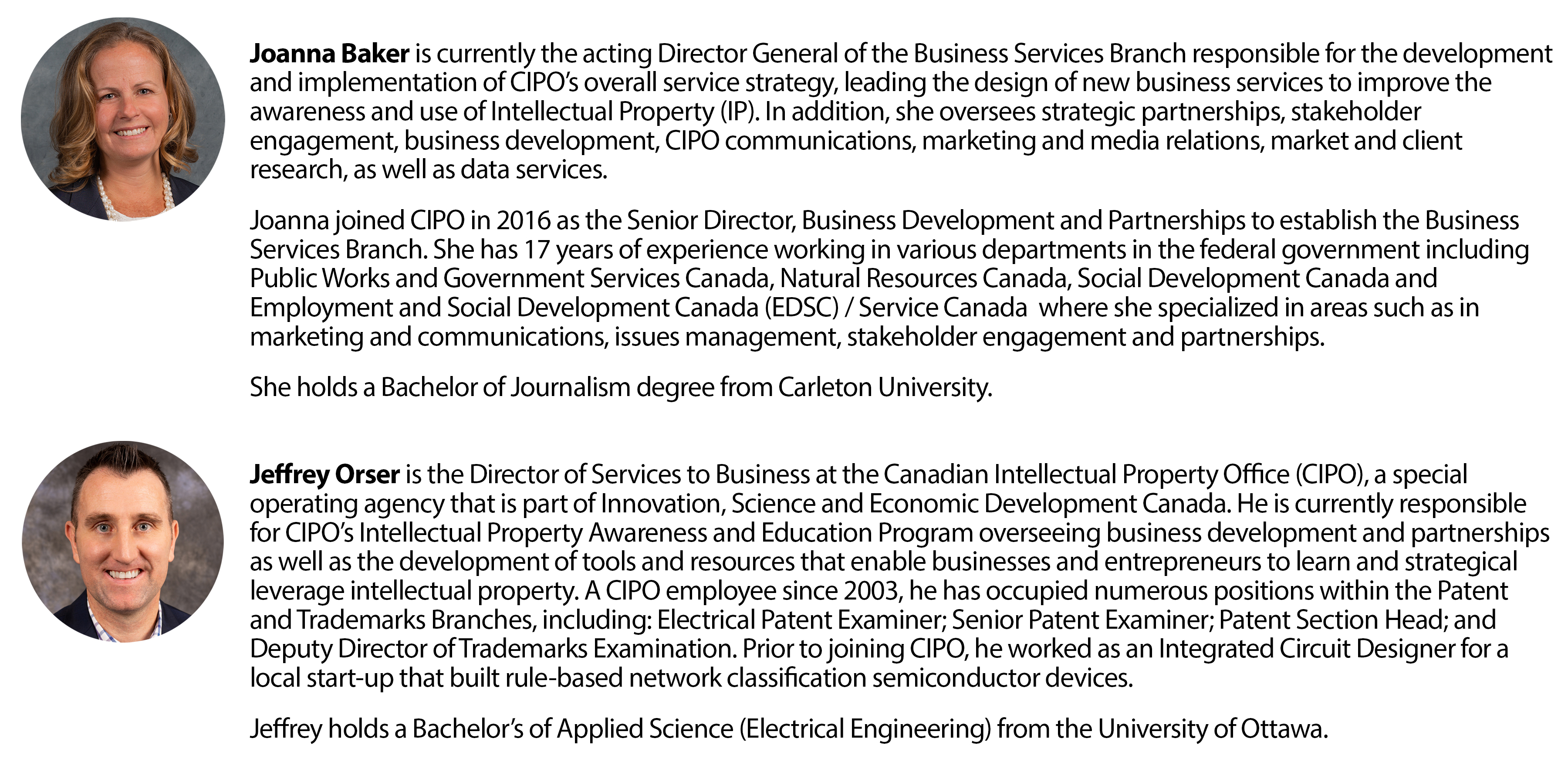 Jeff and Joana CIPO Bios